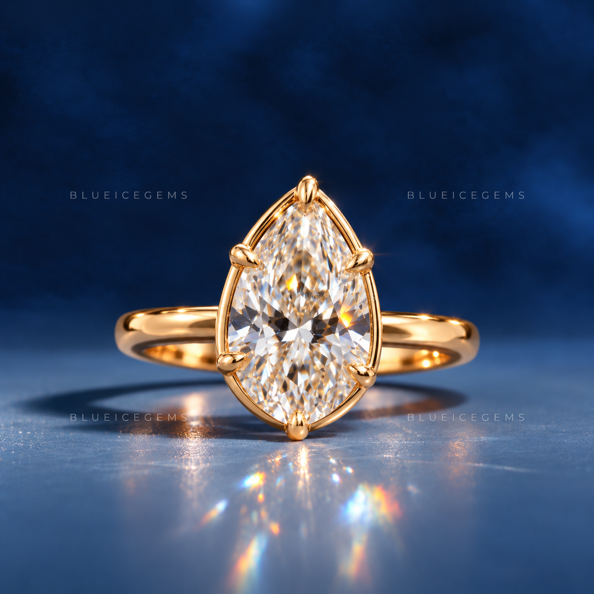 Celestial Grace Pear Cut Solitaire Ring