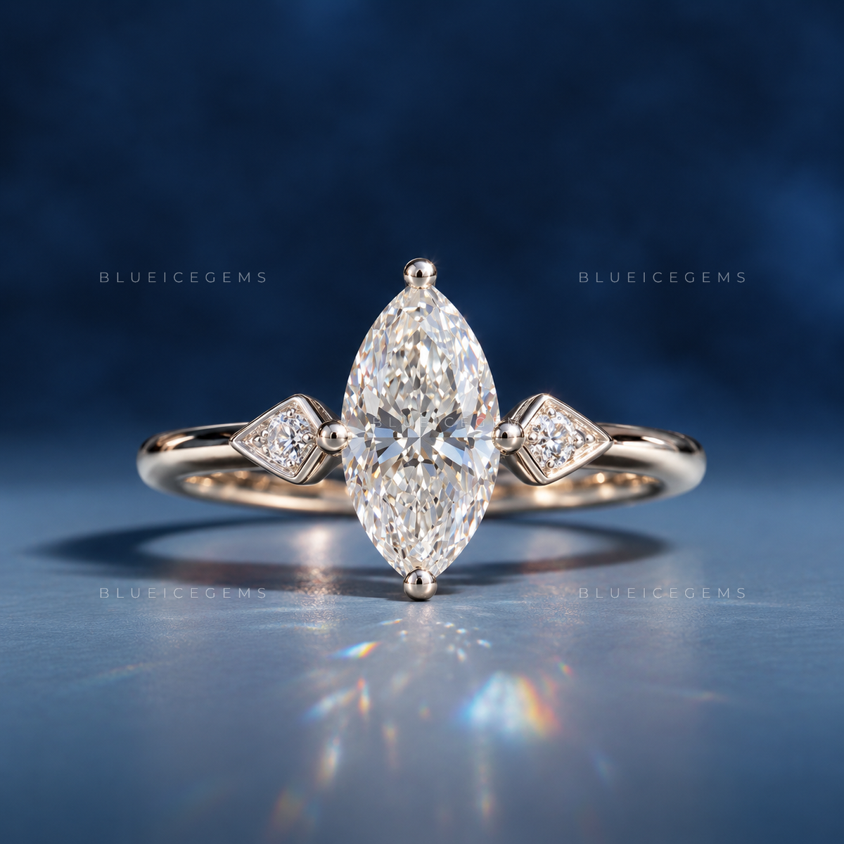 Stellar Silhouette Marquise Cut Hidden Halo Ring