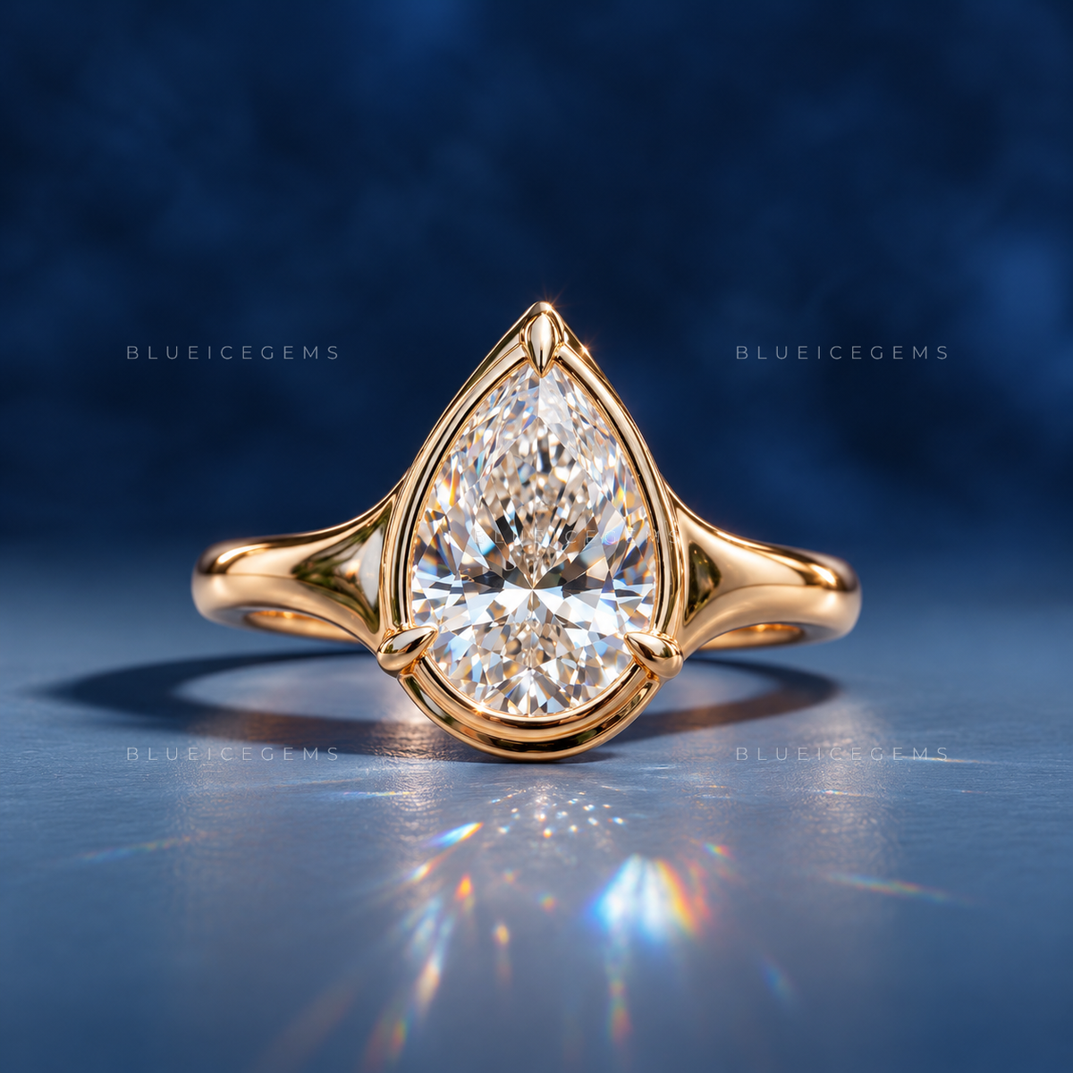 Luminous Grace Pear Cut Solitaire Ring