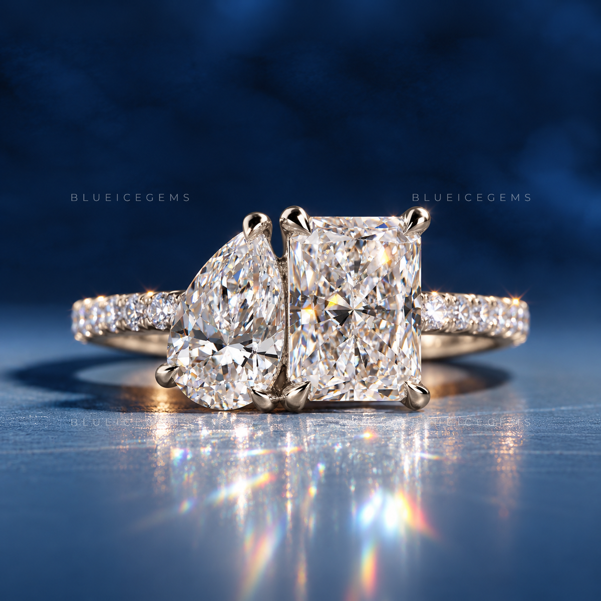 Modern Muse Pear and Radiant Toi Et Moi Ring