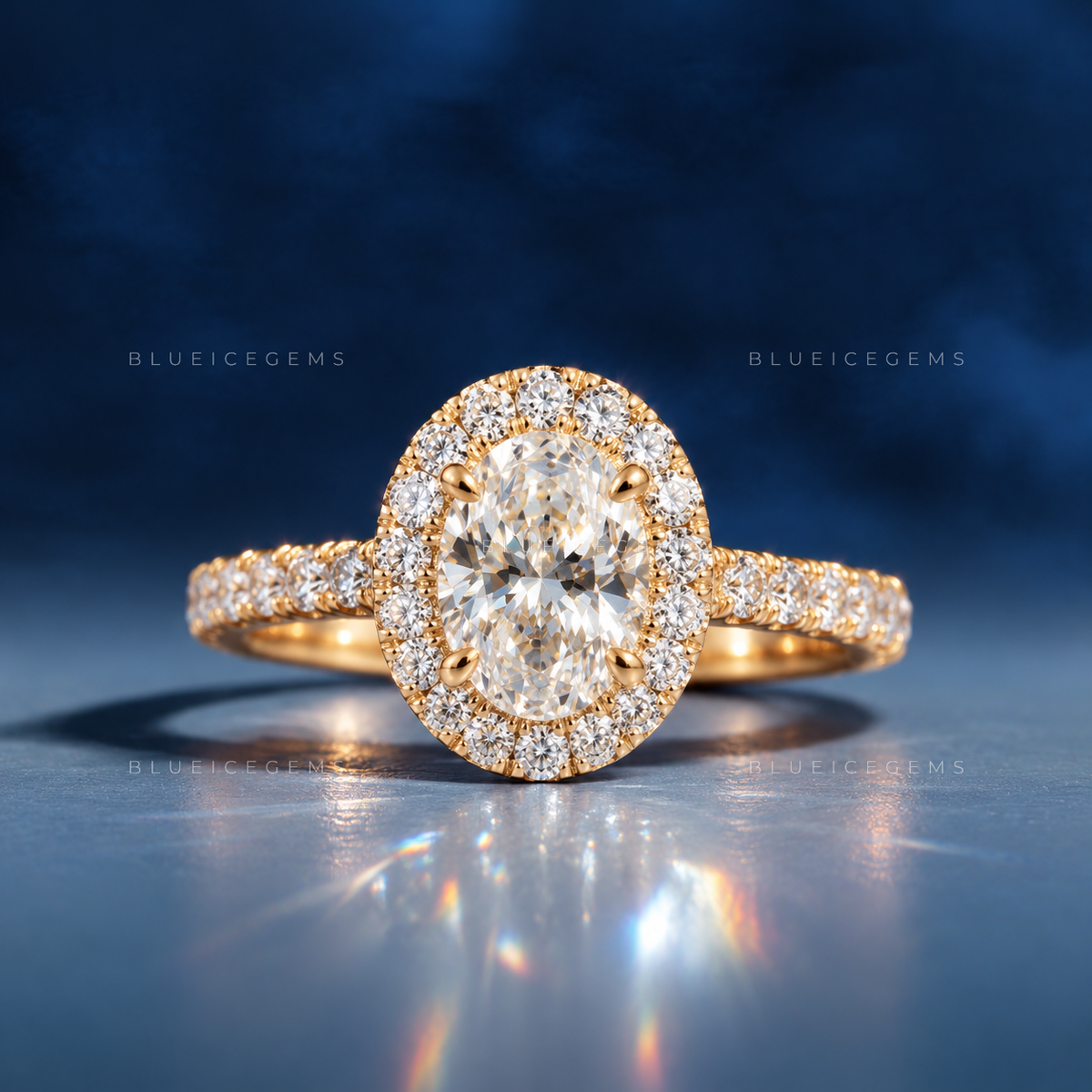 Radiant Horizon Oval Cut Pavé Engagement Ring