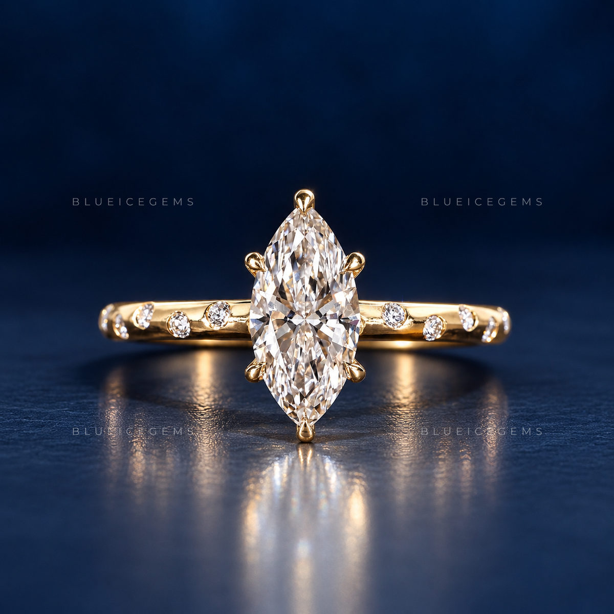Regal Silhouette Marquise Cut Pavé Engagement Ring