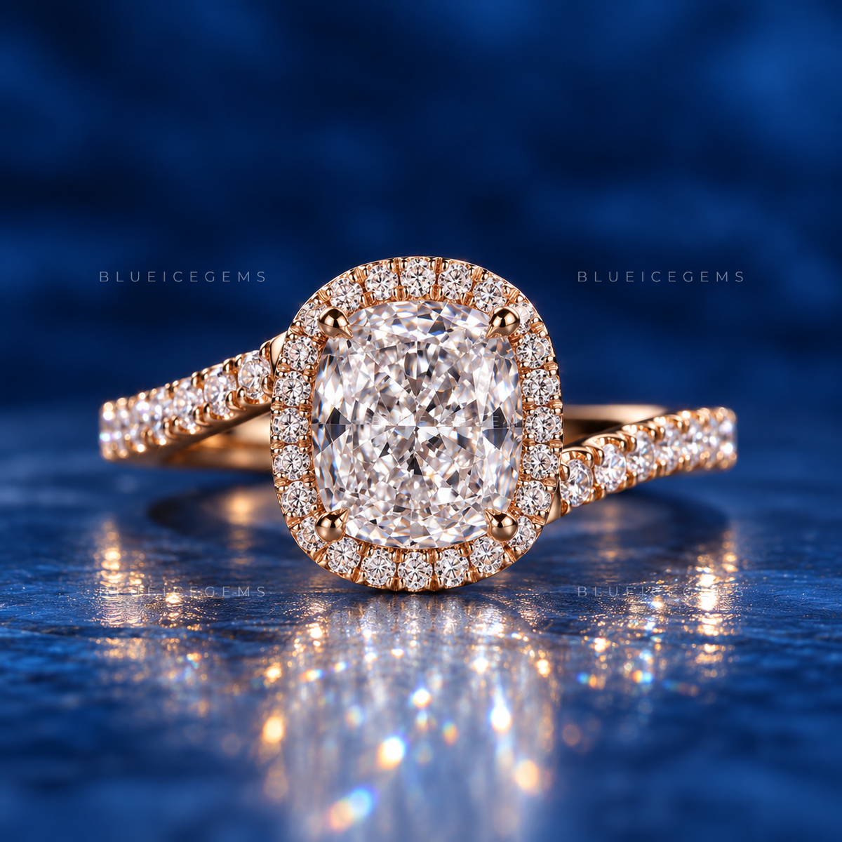 Velvet Radiance Cushion Cut Pavé Engagement Ring