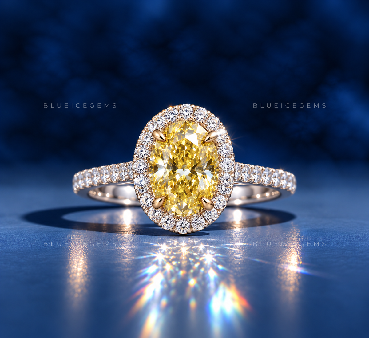 Radiant Canary Oval Cut Halo Ring