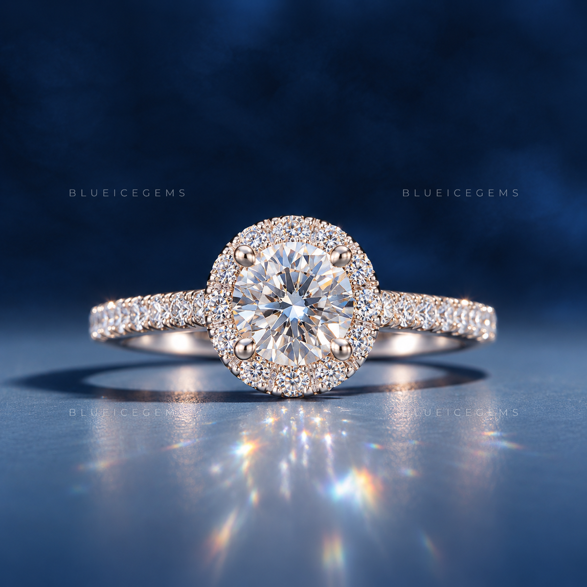 Stellar Radiance Round Cut Pavé Engagement Ring