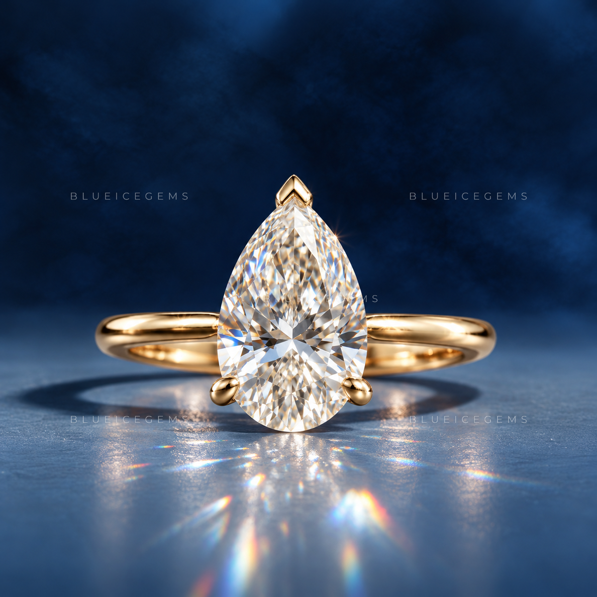 Elegant Radiance Pear Cut Solitaire Engagement Ring