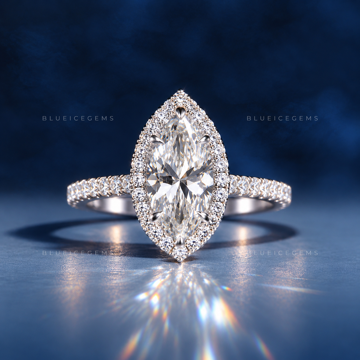 Regal Silhouette Marquise Cut Pavé Engagement Ring