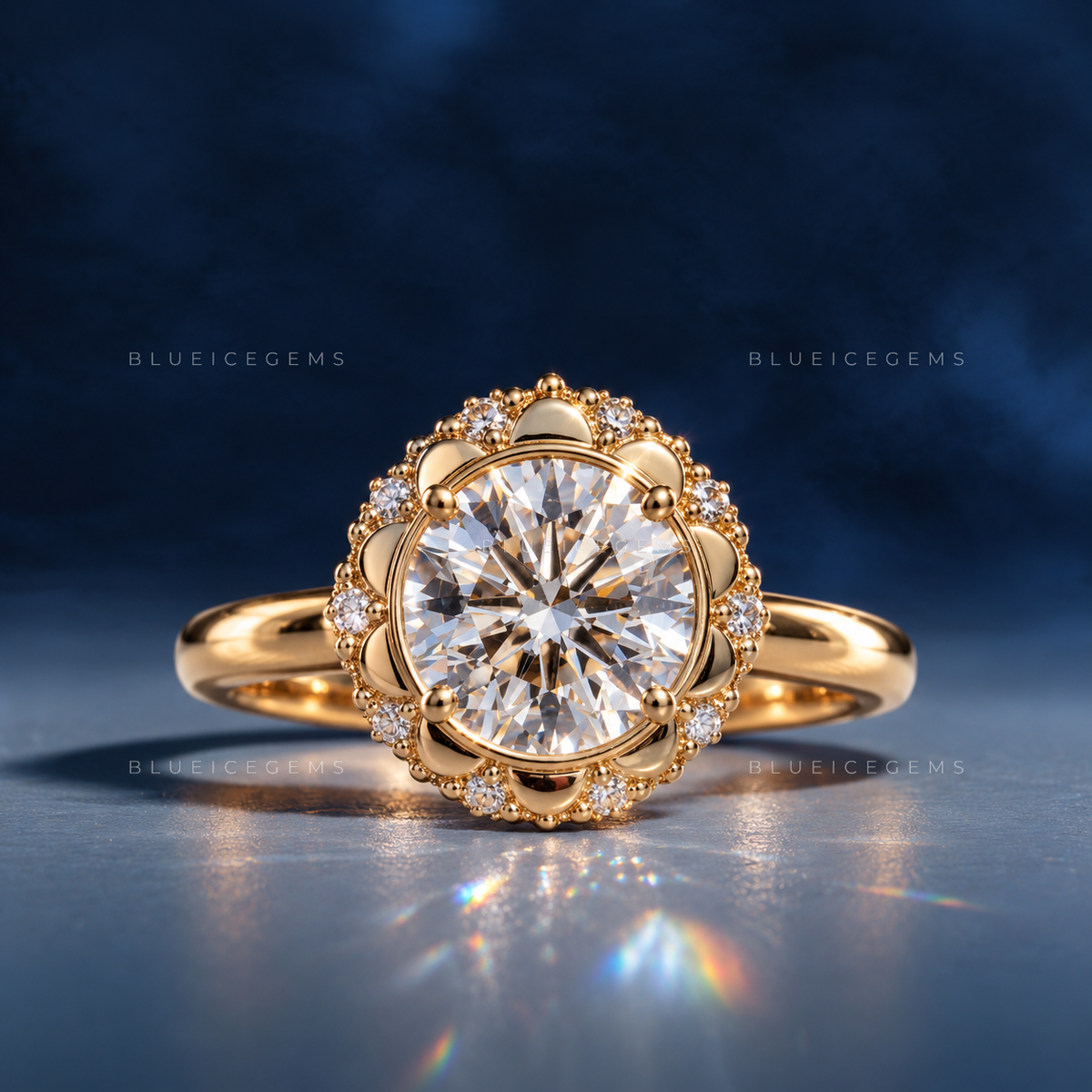 Timeless Radiance Round Cut Pavé Engagement Ring