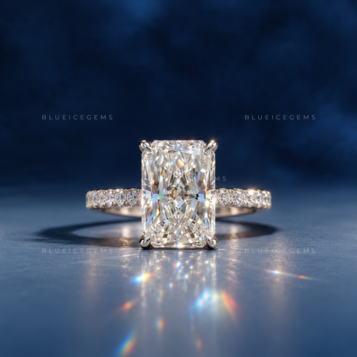 Electric Radiance Radiant Cut Pavé Engagement Ring