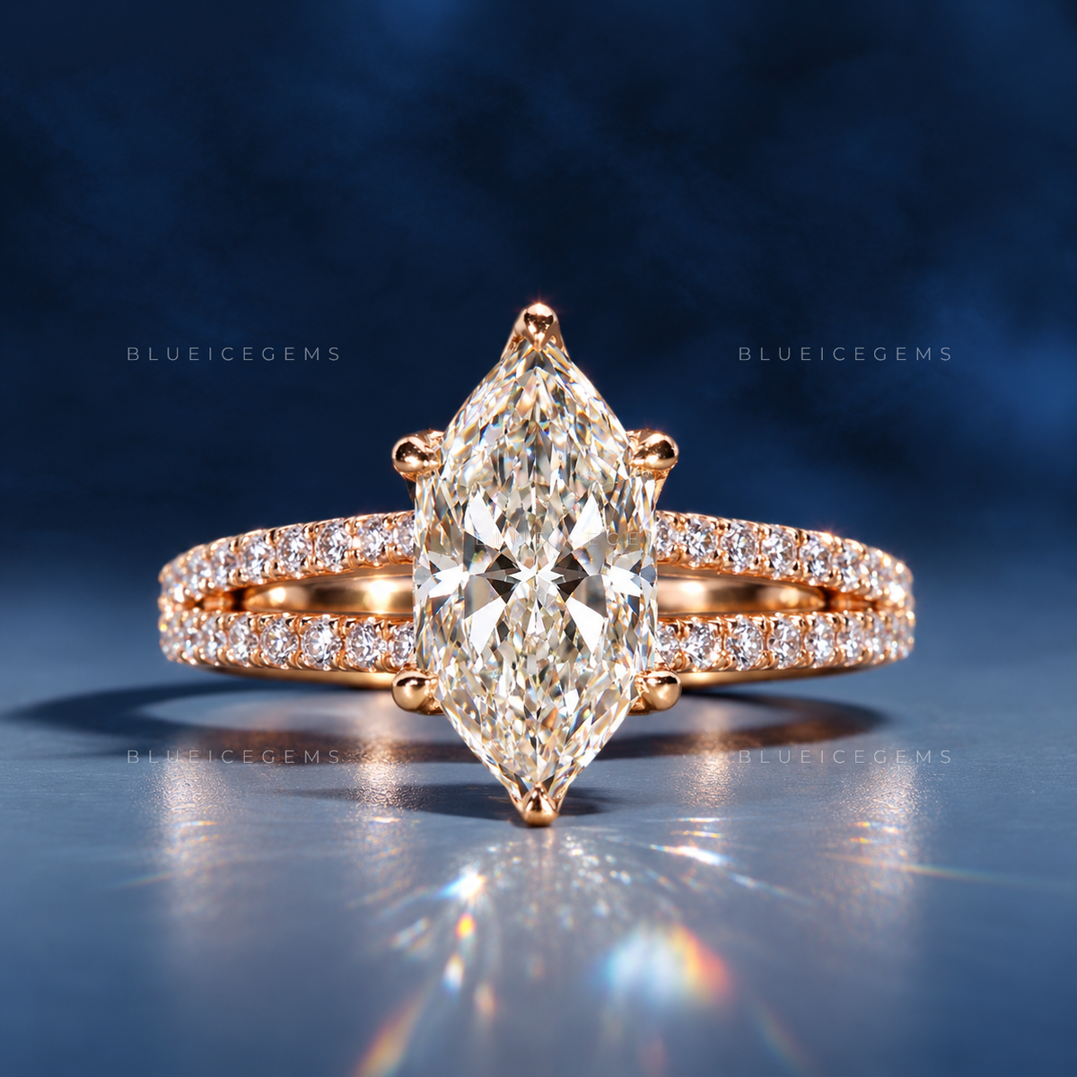 Antique Majesty Dutch Marquise Cut Pavé Engagement Ring