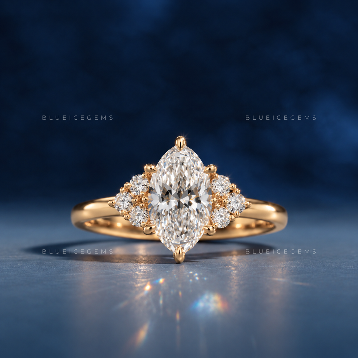 Antique Splendor Dutch Marquise Cut Accent Engagement Ring