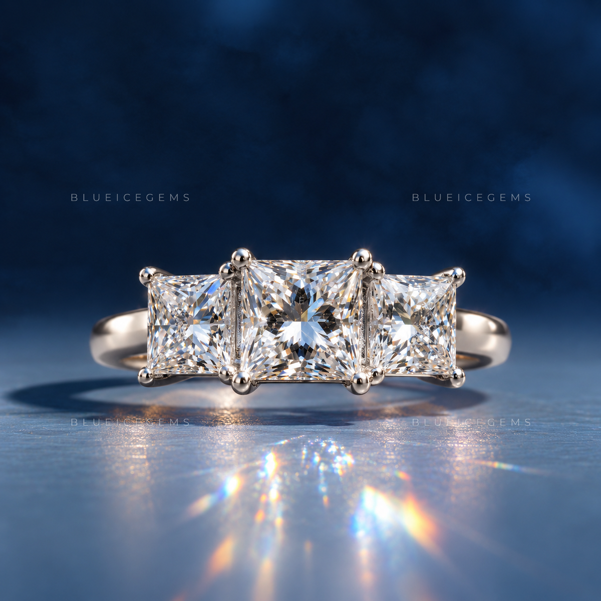 Modern Grandeur Princess Cut Trilogy Engagement Ring