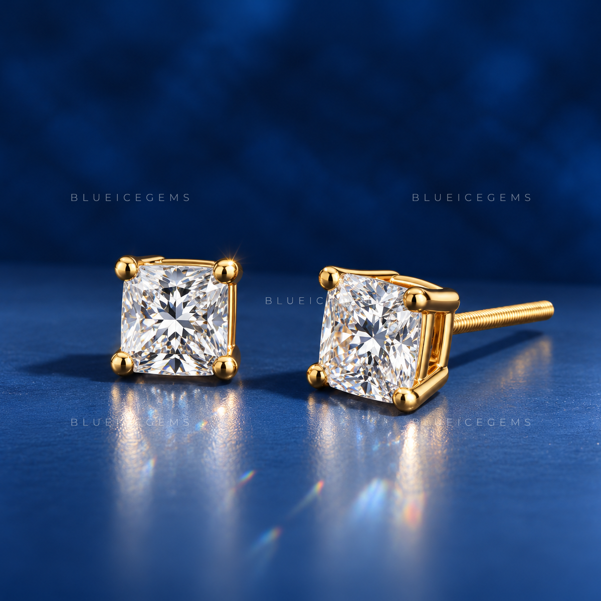 The Velvet Radiance: Cushion-Cut Diamond Stud Earrings