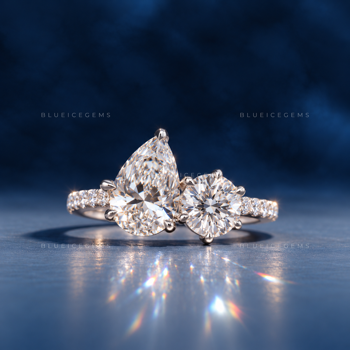 Celestial Harmony Pear and Round "Toi et Moi" Engagement Ring