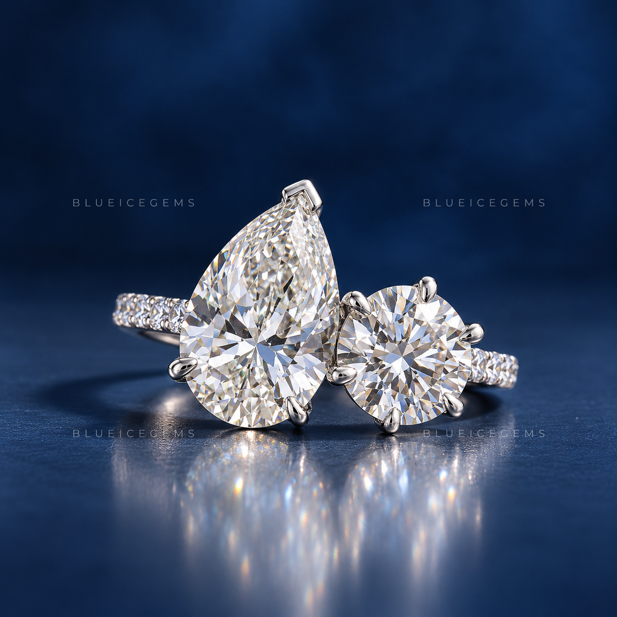 Celestial Harmony Pear and Round "Toi et Moi" Engagement Ring