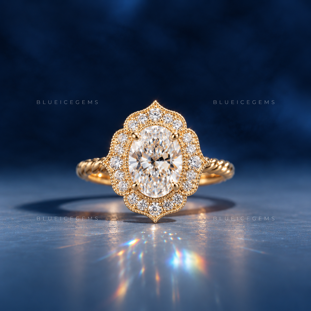 Elegant Aura Oval Cut Pavé Engagement Ring