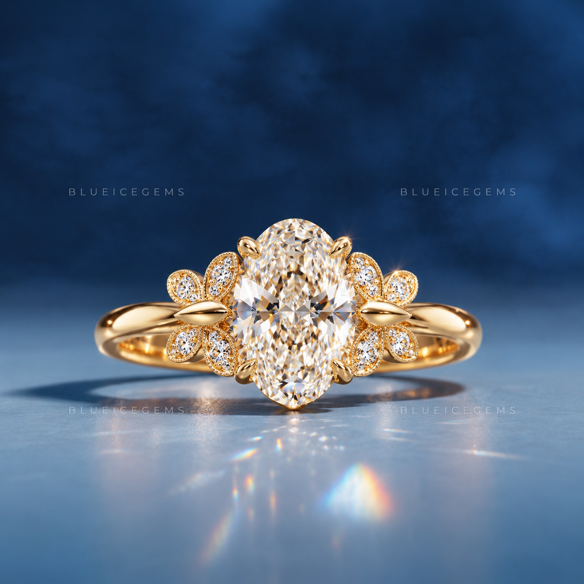 Timeless Radiance Oval Cut Hidden Accents Engagement Ring