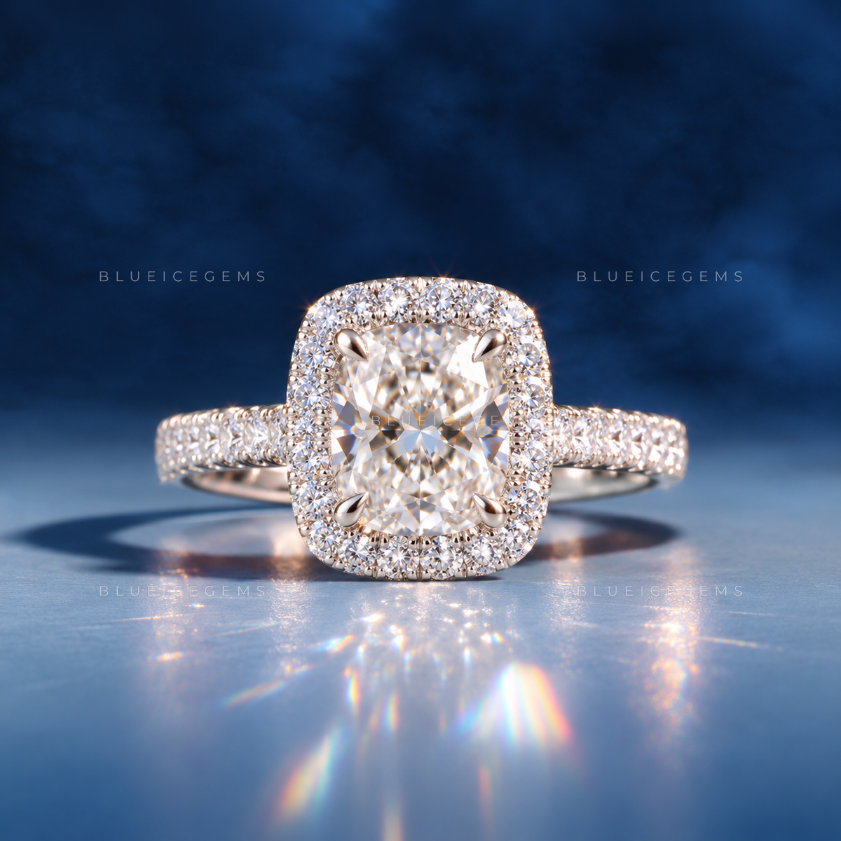 Elegant Aura Oval Cut Pavé Engagement Ring