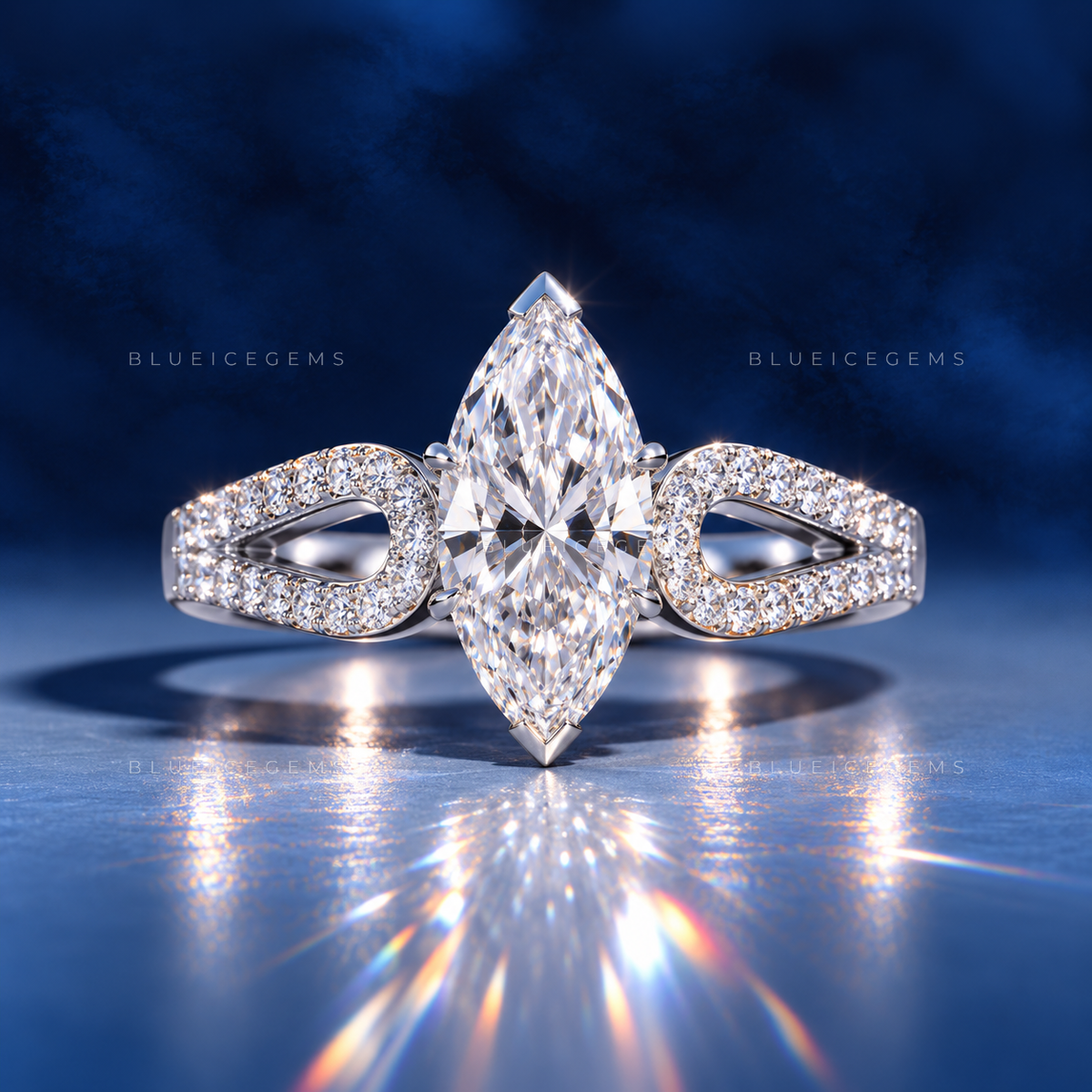 Graceful Radiance Marquise Cut Pavé Engagement Ring
