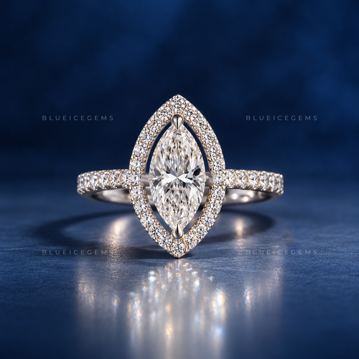 Graceful Splendor Marquise Cut Pavé Engagement Ring