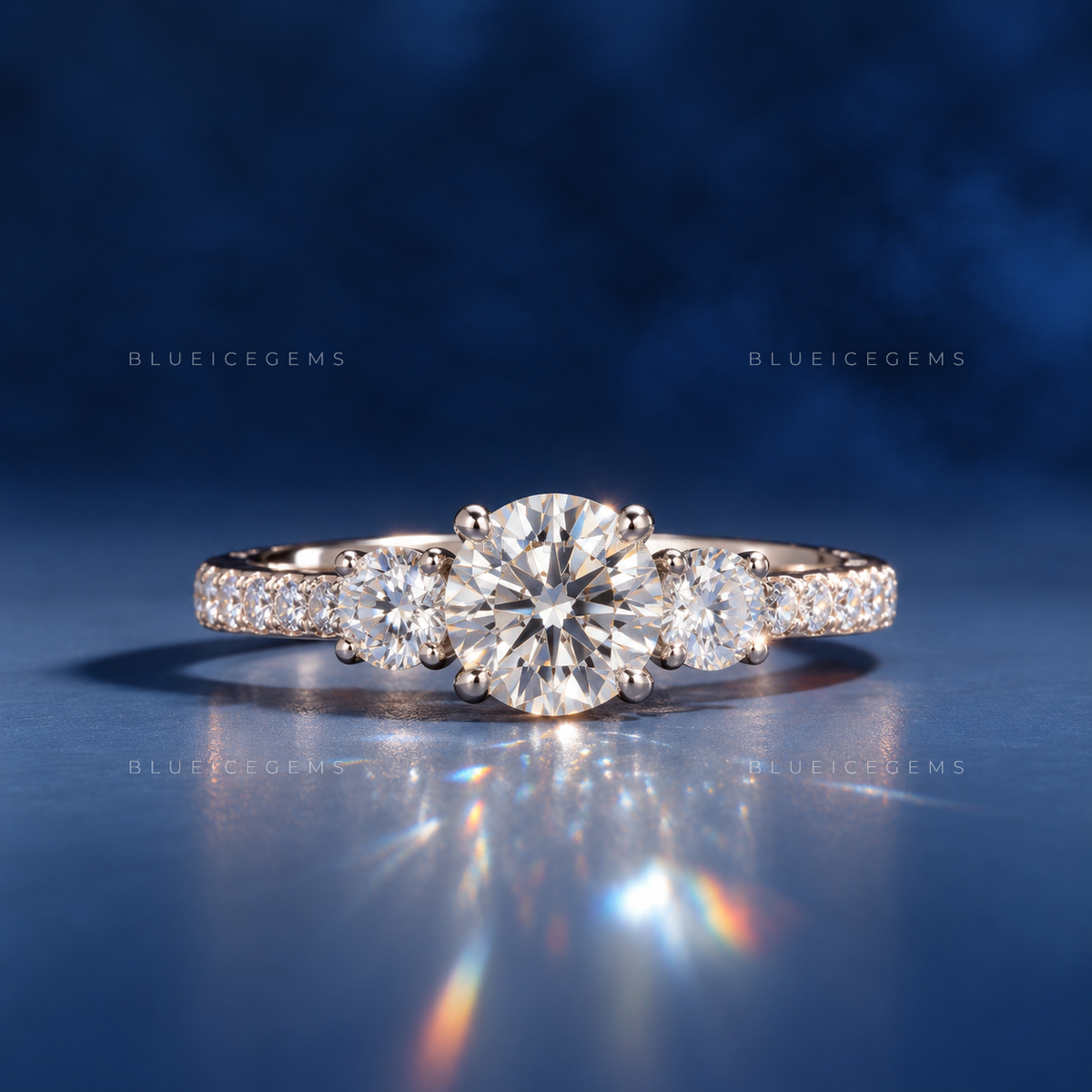 Celestial Fire Round Brilliant Cut Cluster Engagement Ring