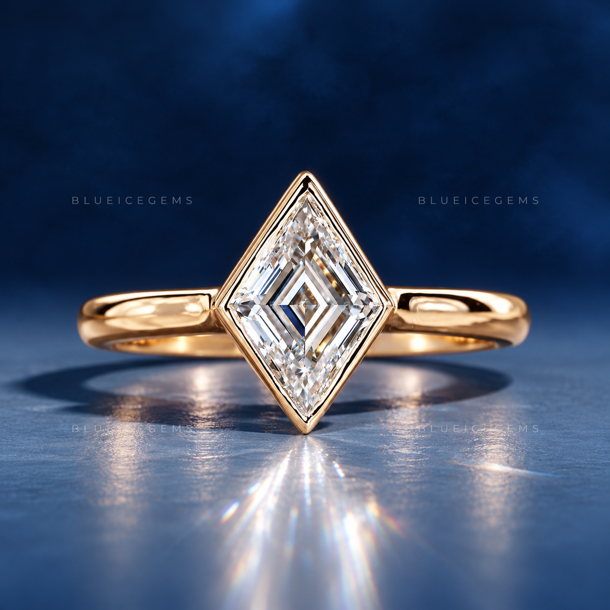 Geometric Elegance Lozenge Cut Solitaire Engagement Ring