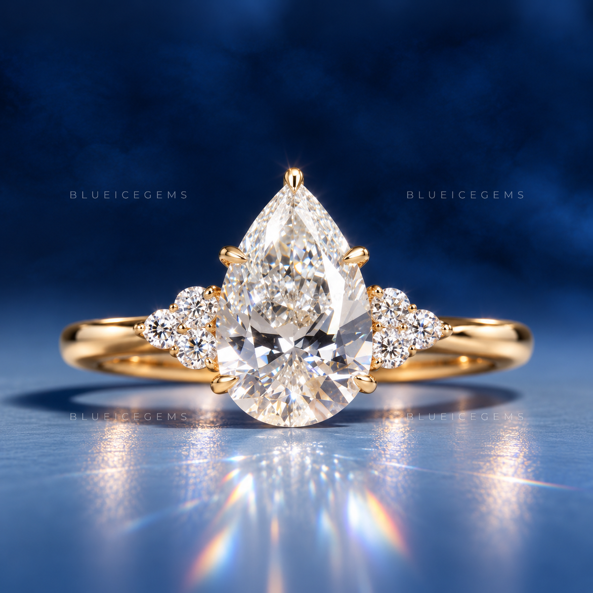 Graceful Radiance Pear Cut Hidden Accent Engagement Ring