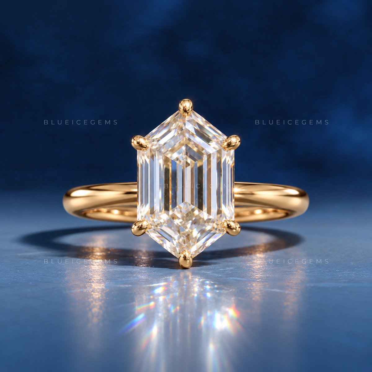 Architectural Allure Hexagon Step Cut Solitaire Ring