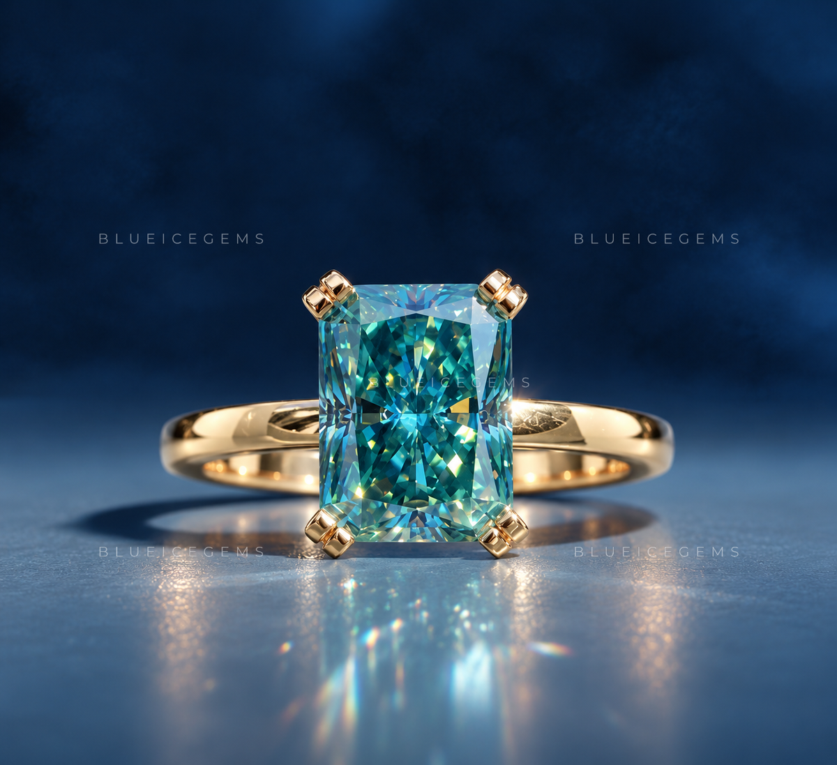 Azure Radiance Double Prong Engagement Ring