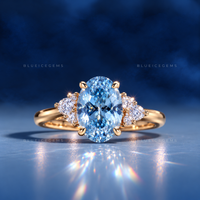 Sapphire Sky Oval Blue Diamond Floral Engagement Ring