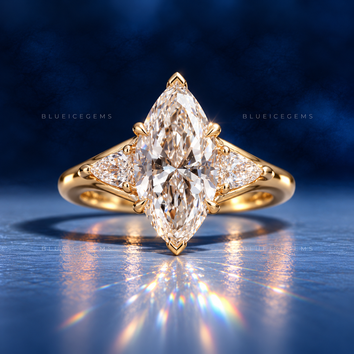 Majestic Horizon Marquise and Pear Trilogy Engagement Ring