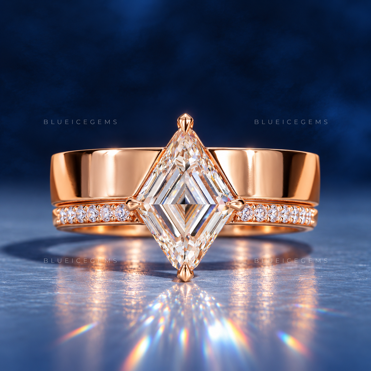 Geometric Allure Lozenge Cut Hidden Accent Engagement Ring