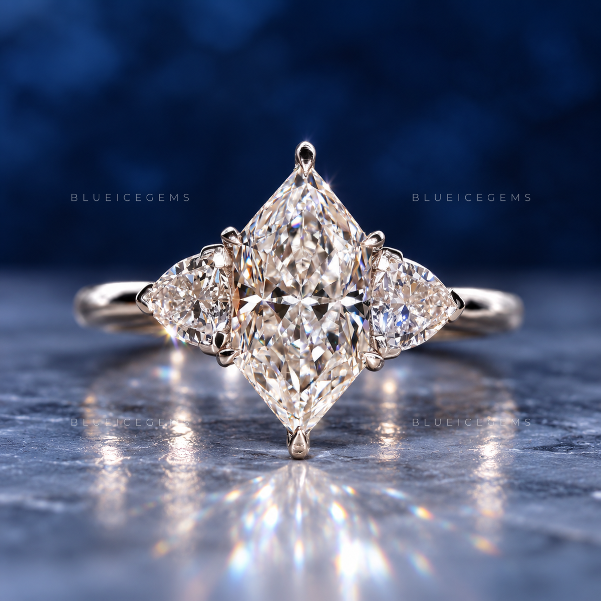 Imperial Radiance Dutch Marquise and Trillion Trilogy Ring