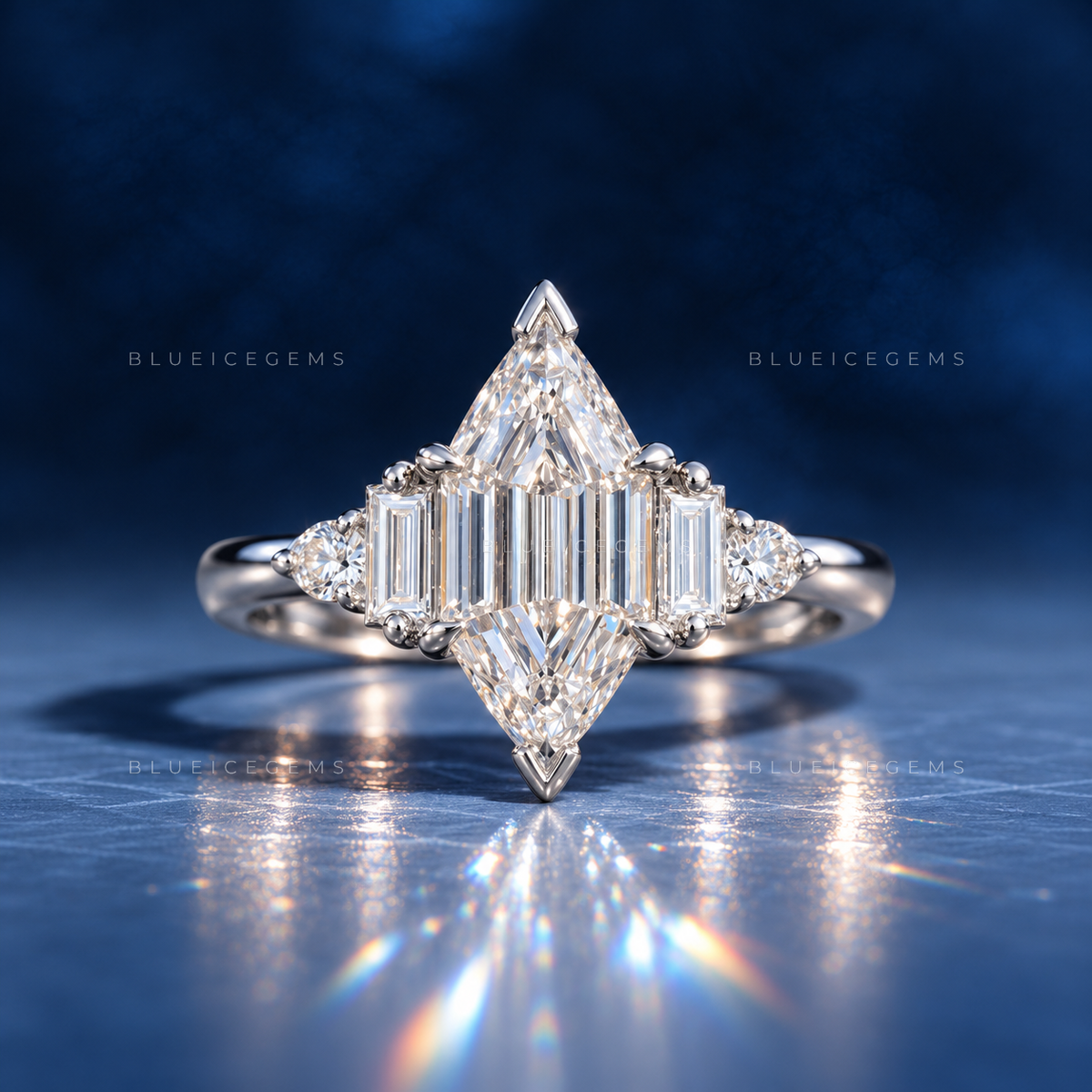 Architectural Sophistication Hexagon Step Cut Art Deco Ring