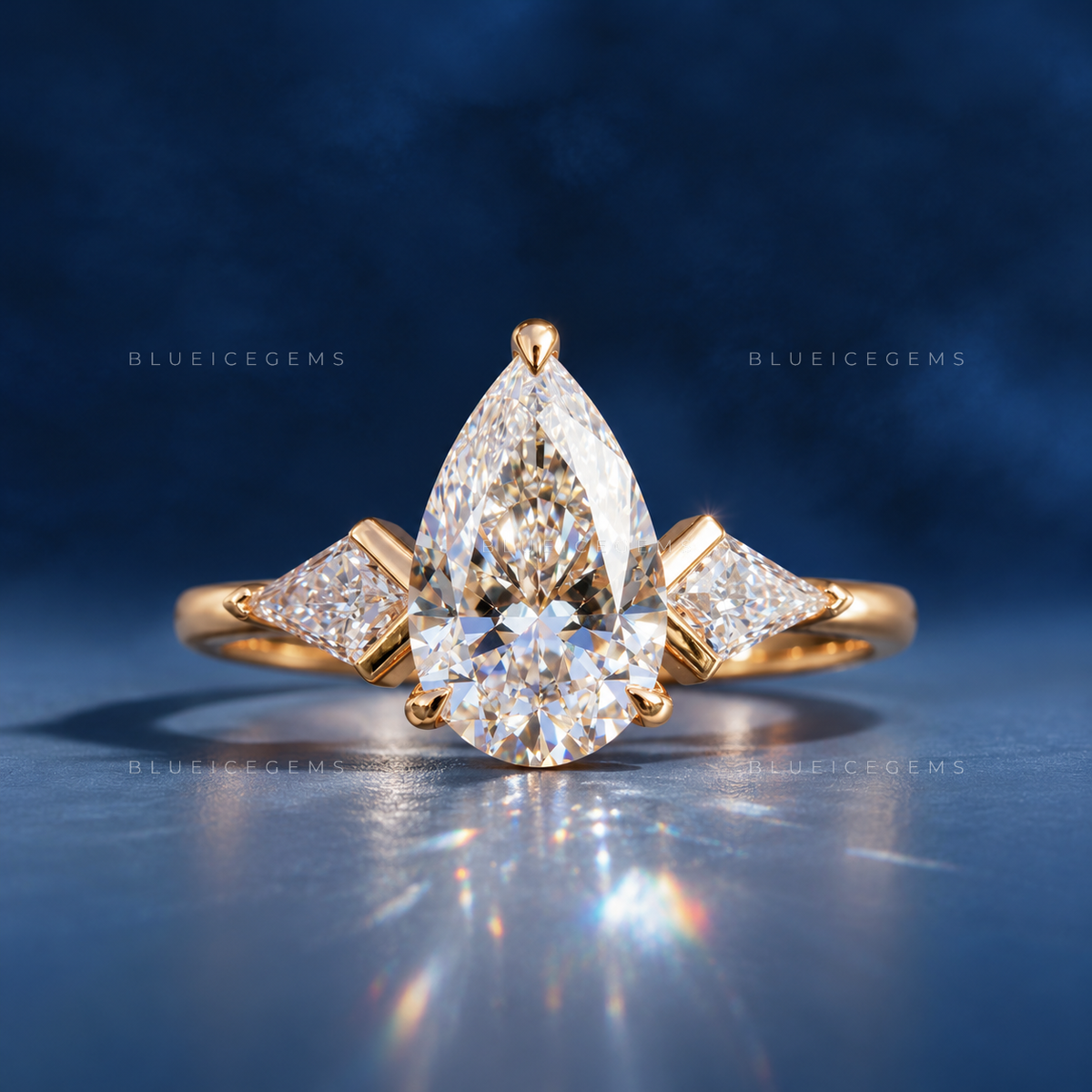 Elegant Radiance Pear and Kite Cut Trilogy Engagement Ring