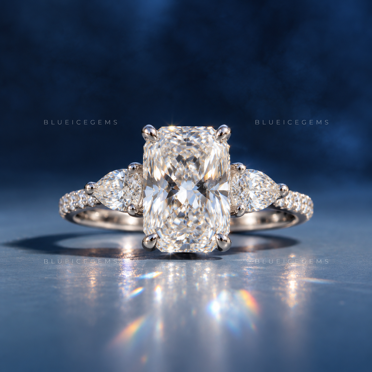 Romantic Sophistication Cushion Cut Floral Trilogy Engagement Ring