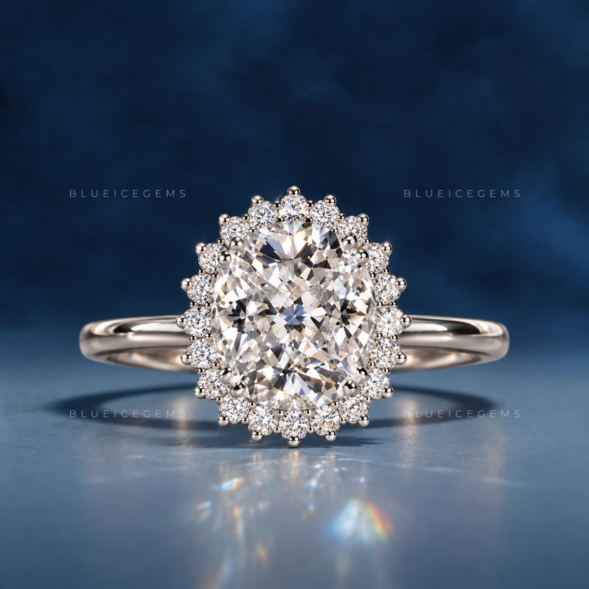 Velvet Radiance Cushion Cut Hidden Halo Engagement Ring