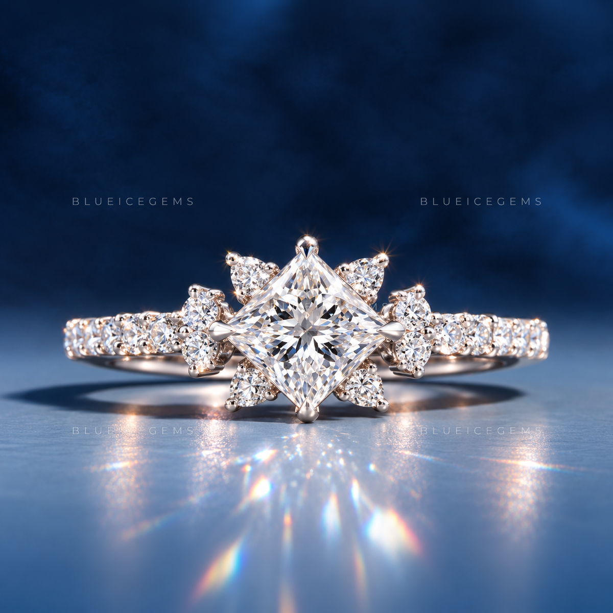 Modern Majesty Princess Cut Hidden Halo Engagement Ring