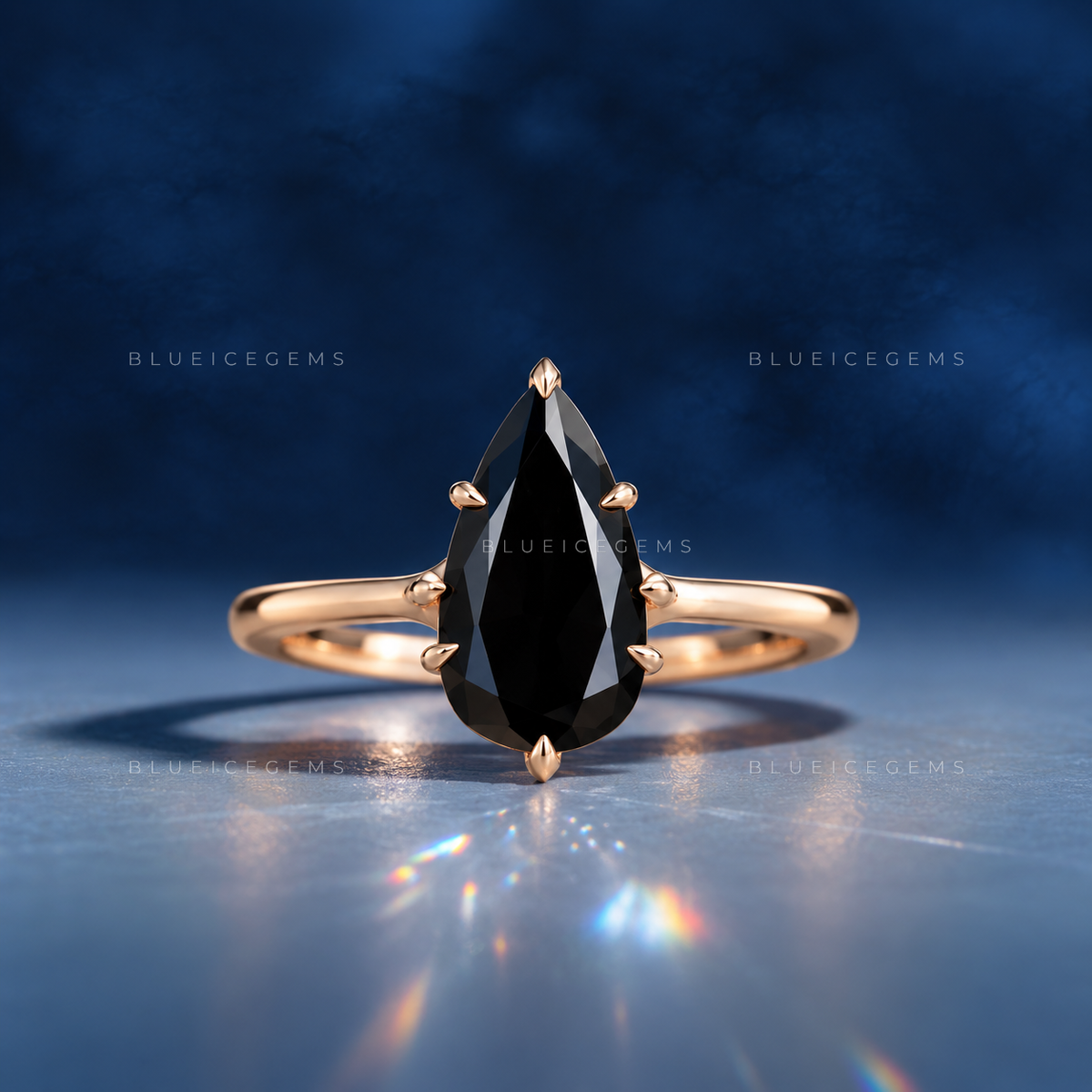 Midnight Noir Pear Cut Moissanite Solitaire Ring