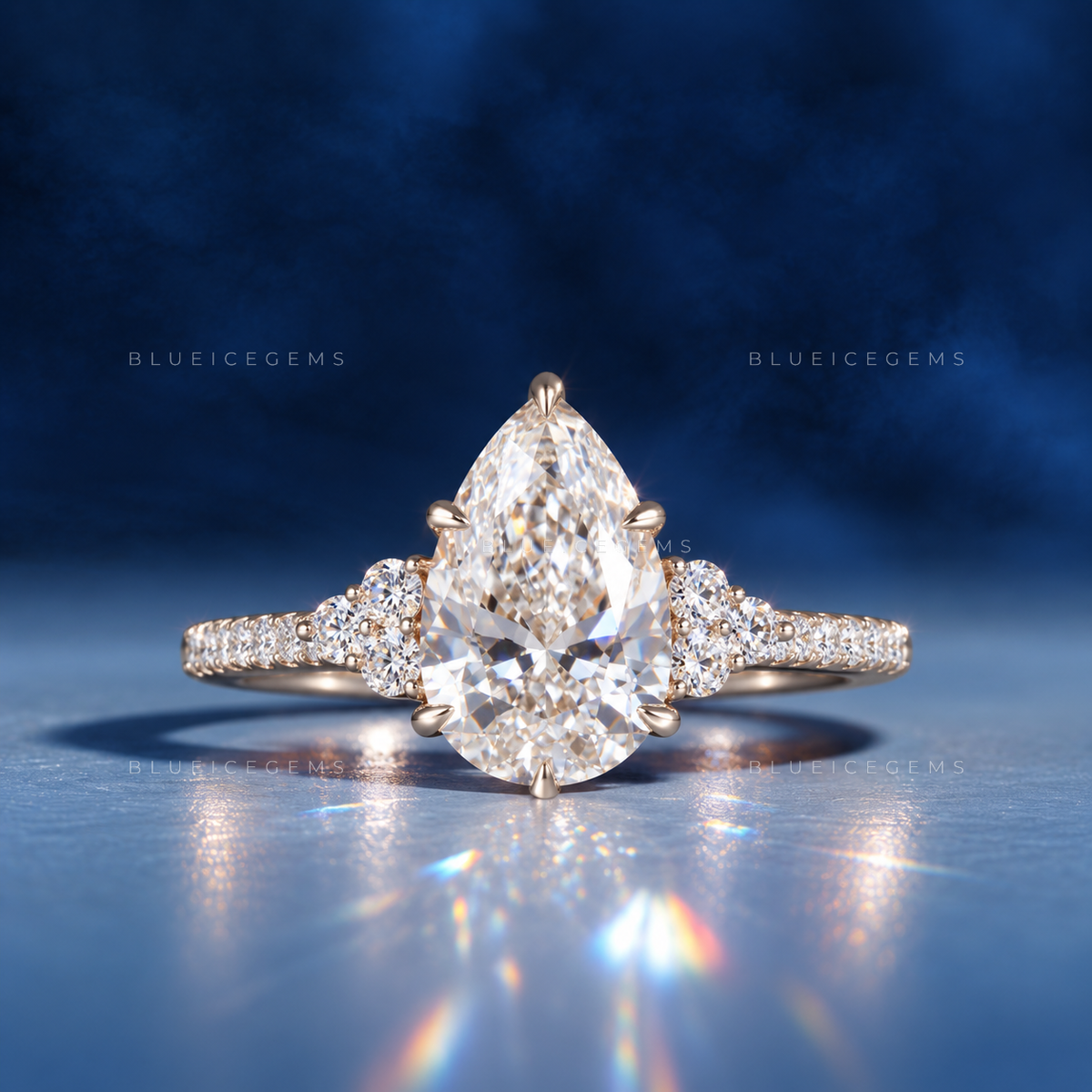 Graceful Radiance Pear Cut Hidden Accent Engagement Ring