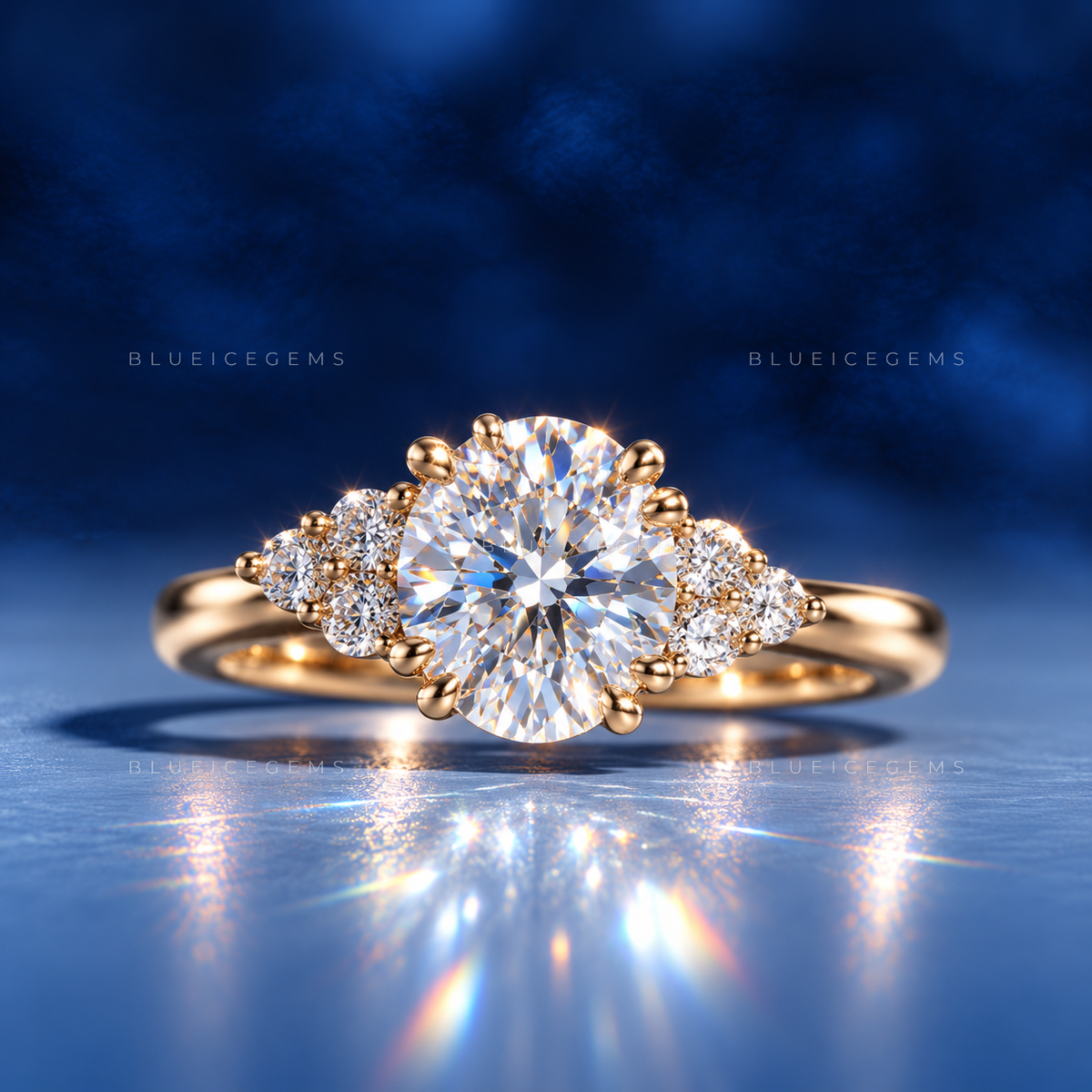 Celestial Fire Round Brilliant Cut Pavé Engagement Ring