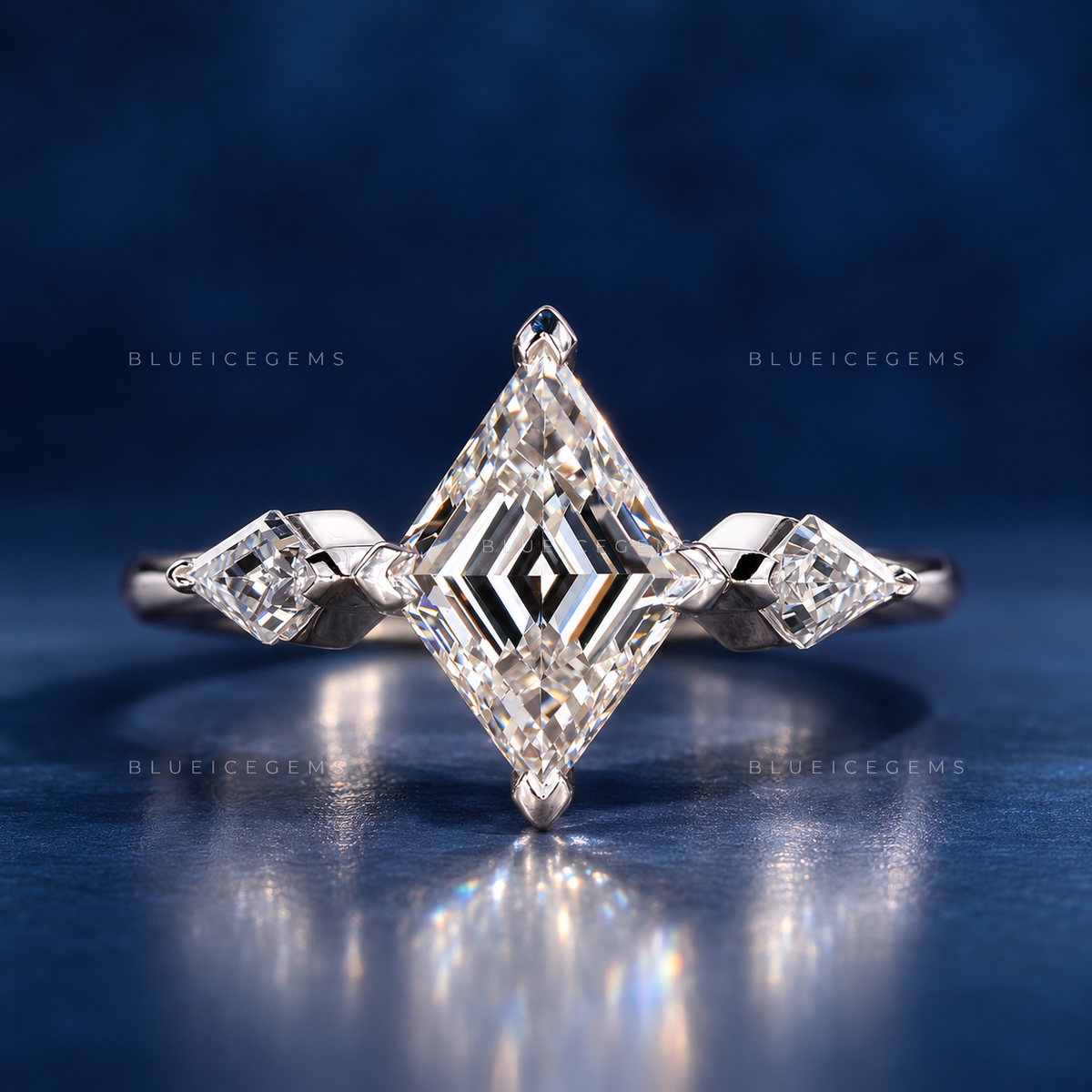 Geometric Allure Lozenge and Kite Cut Trilogy Engagement Ring