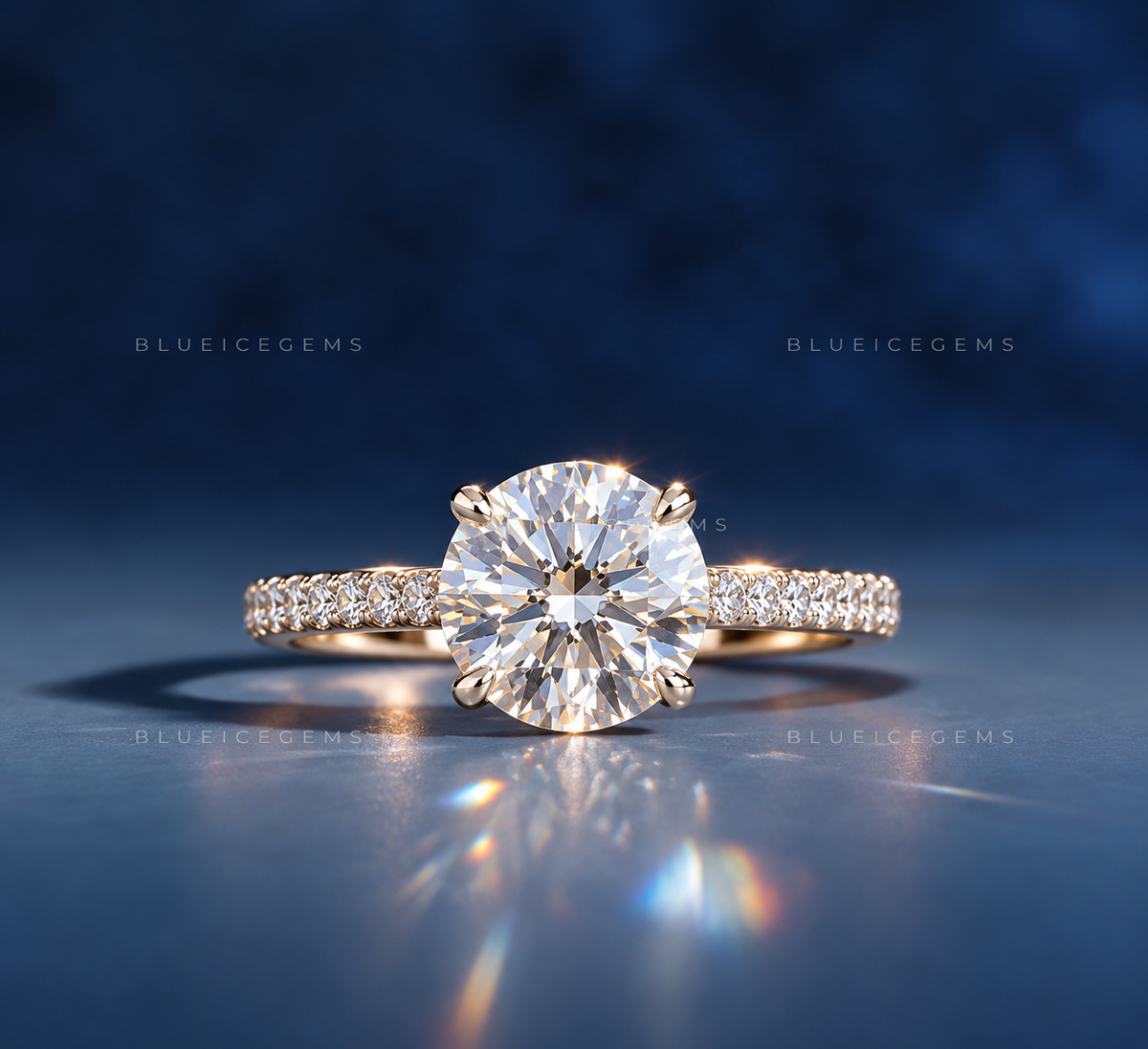 Celestial Fire Round Brilliant Cut Pavé Engagement Ring