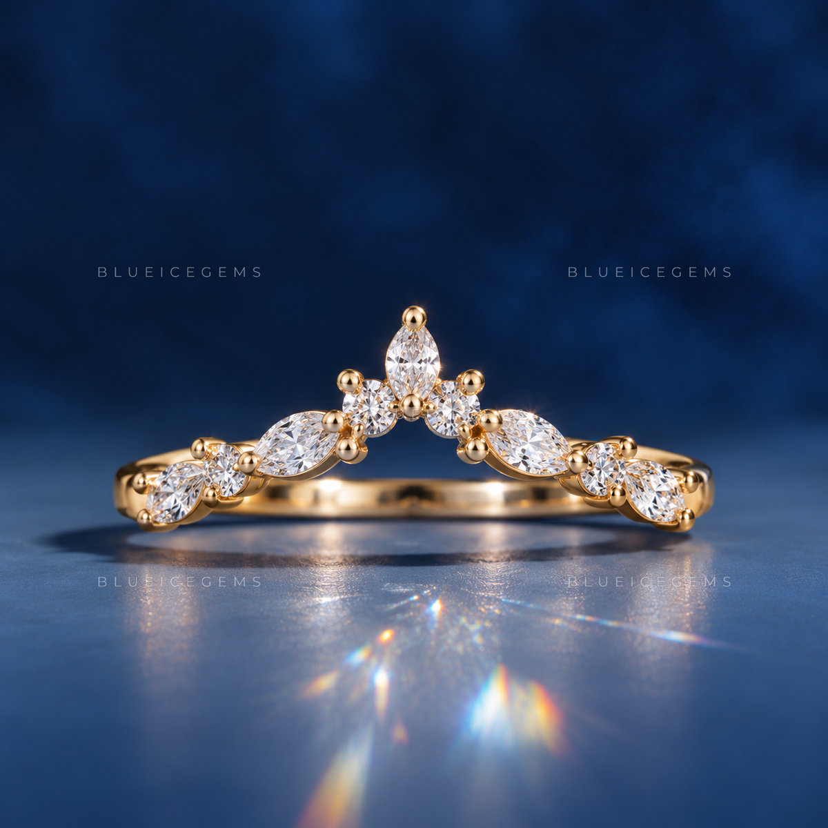 Nature-Inspired Marquise and Round Diamond Floral Band