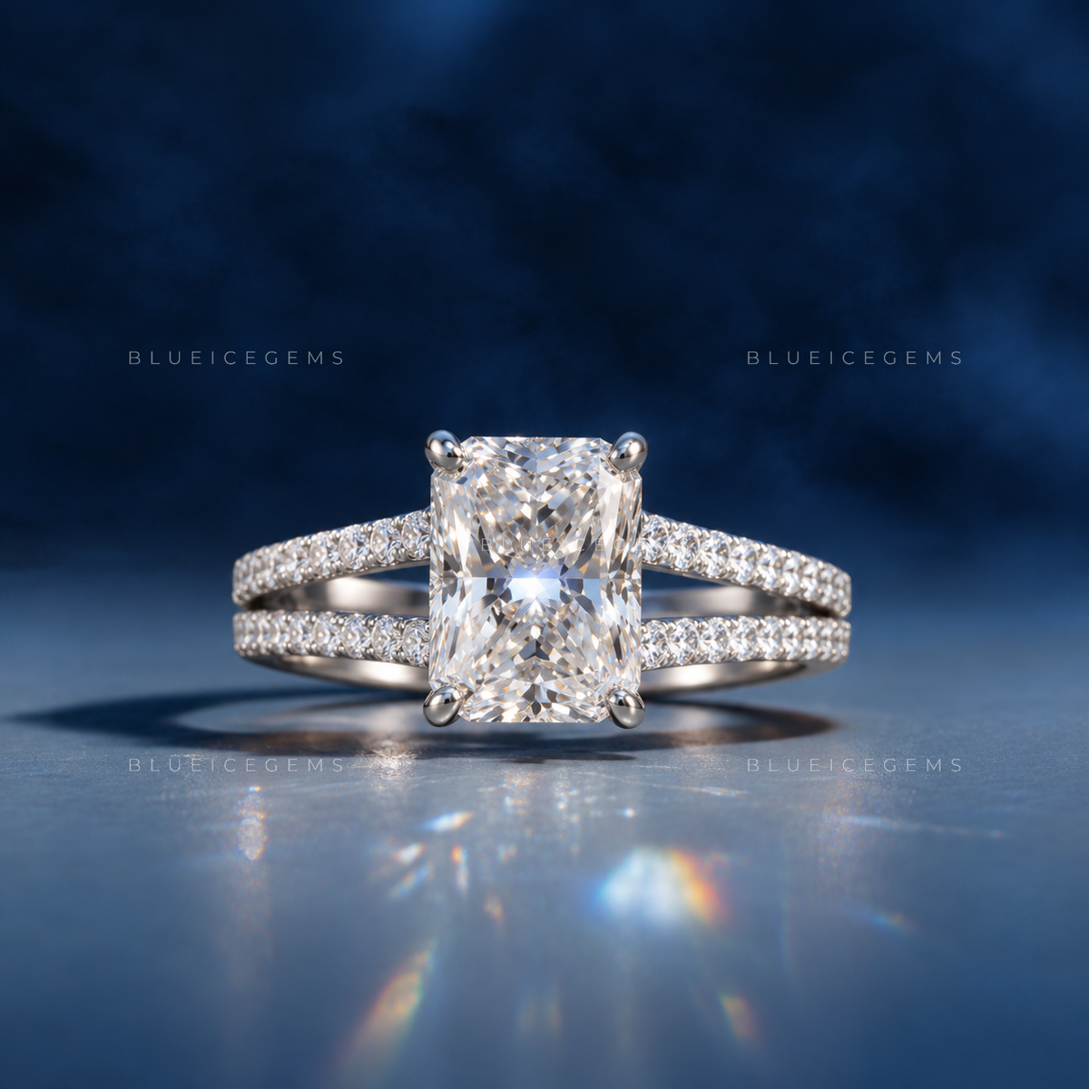Modern Glamour Radiant Cut Triple-Row Pavé Engagement Ring