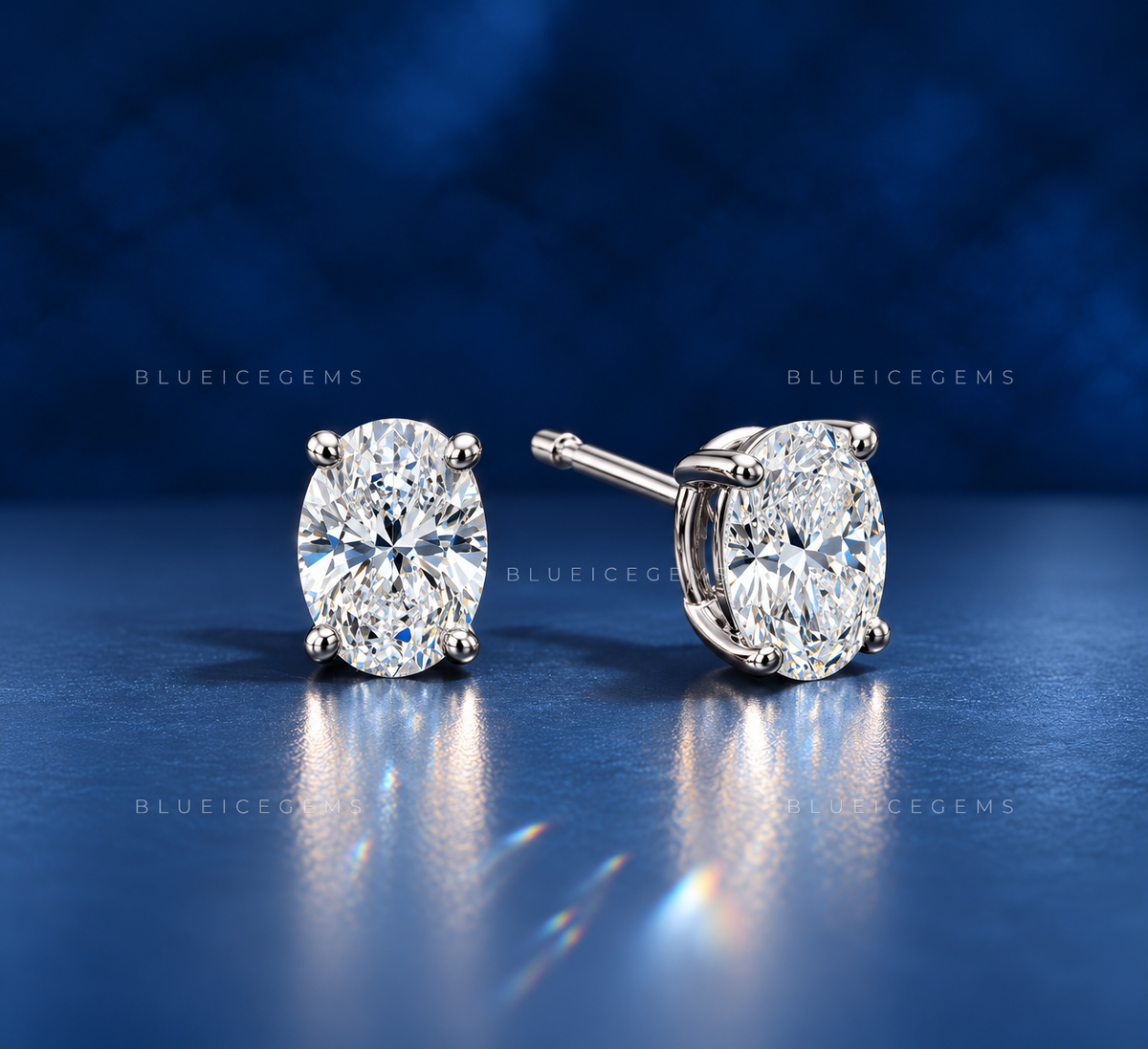The Ethereal Ellipse: Oval Diamond Stud Earrings