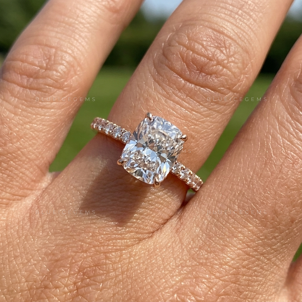Regal Cushion Brilliant Cut Hidden Halo Artisan Engagement Ring