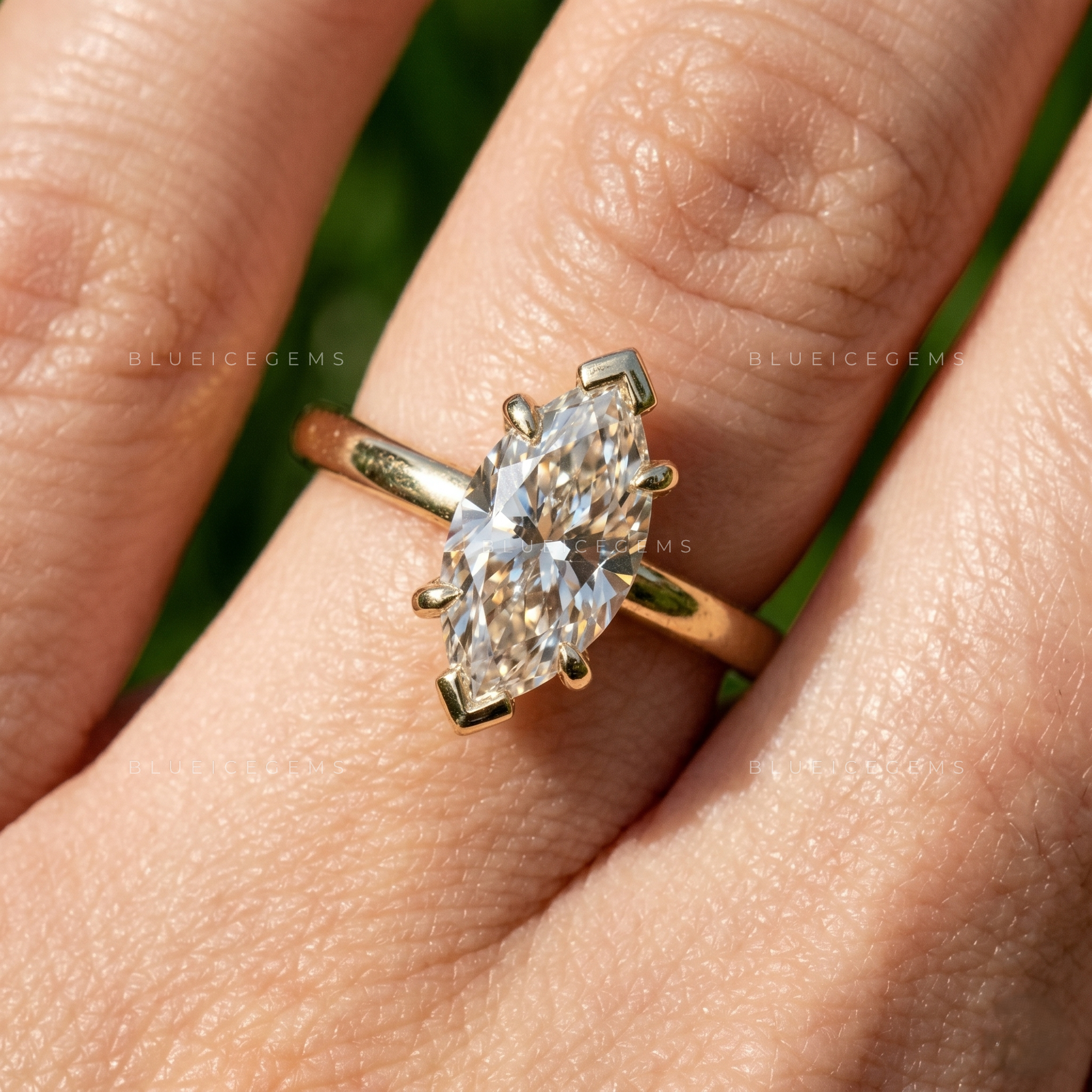 Imperial Majesty Marquise Cut V Prong Solitaire Engagement Ring