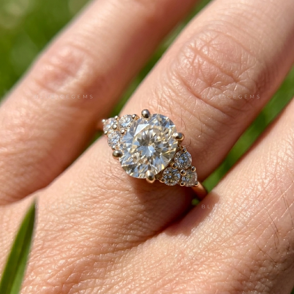 Ethereal Grace Oval Brilliant Cut Hidden Halo Engagement Ring