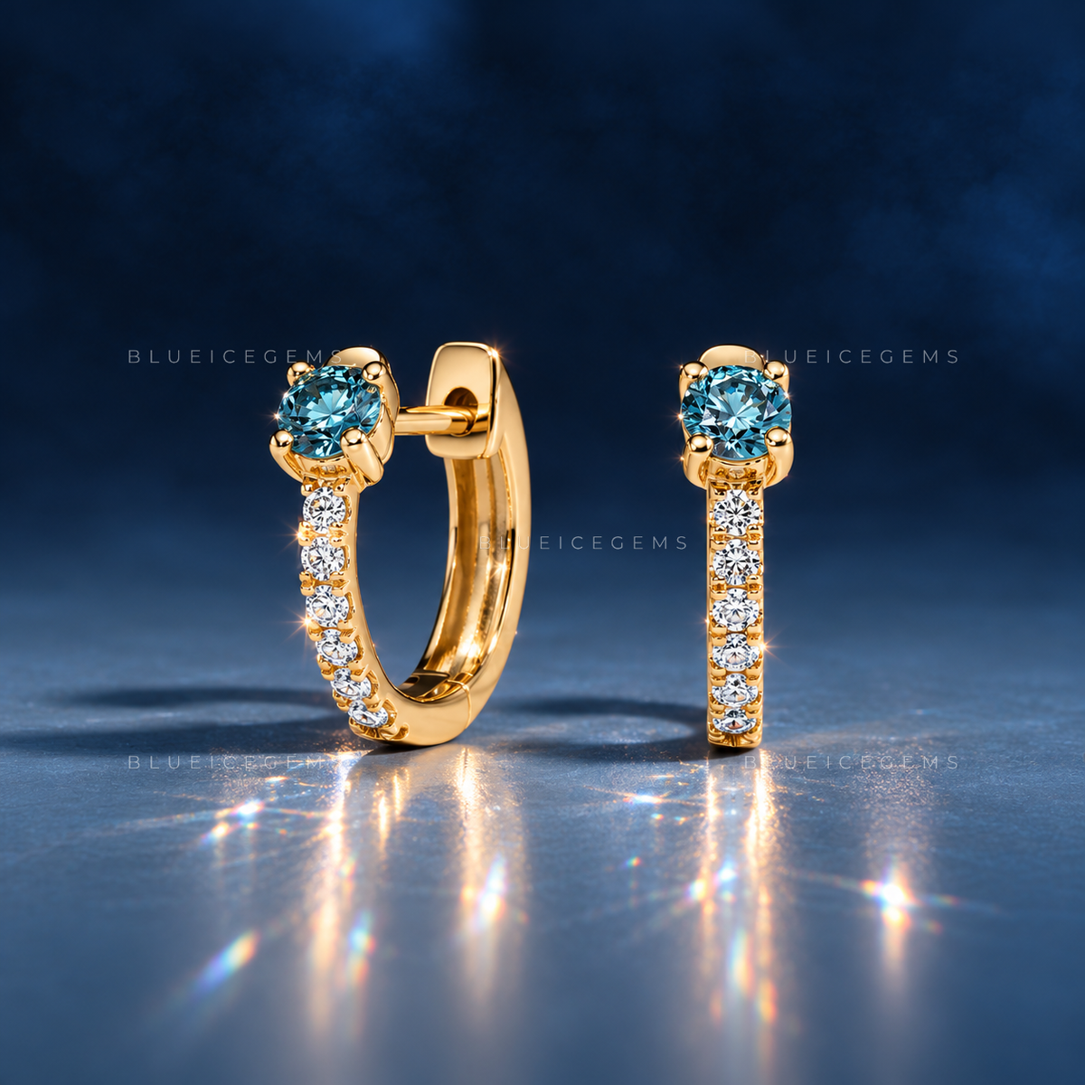 Malibu Blue Pavé Huggie Earrings